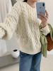 【YW】无忧购韩系复古浮雕麻花毛衣女秋冬慵懒纯色针织上衣2246#（截单后3-5天发货） 商品缩略图2