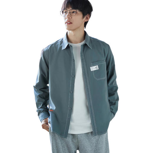 GXG男装2025春季时尚缉明线工艺户外休闲百搭翻领长袖衬衫K&C 商品图2