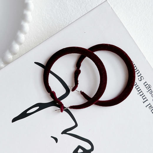 新款植绒大圆圈圈耳环法式温柔高级感秋冬丝绒耳饰品耳圈-纪念日百货门店同款168143620 商品图2