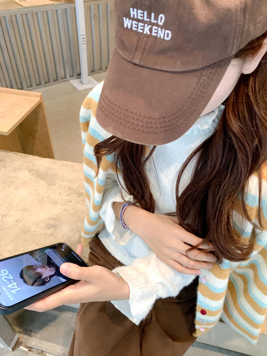 <曾小咸推荐> 现货秒杀！微信超特价！咖色条纹短款毛衣开衫 日常189.99 立减100 秒杀89.99！ 商品图13