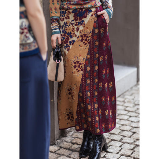 【林栖设计小店】（预售1.3）秋色鸳鸯提花毛织半身裙绵羊毛复古优雅传统气质2025秋冬新款裙子G1954289 商品图2