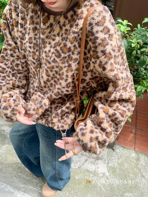 <曾小咸推荐> 现货秒杀！微信超特价！复古豹纹羊羔毛无帽圆领卫衣 日常239.99 立减140 秒杀99.99！ 商品图13