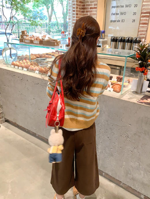 <曾小咸推荐> 现货秒杀！微信超特价！咖色条纹短款毛衣开衫 日常189.99 立减100 秒杀89.99！ 商品图8