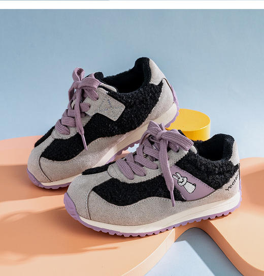 【英氏YeeHo0童鞋冬季加绒保暖舒适运动鞋YHXL2541603】🌵每款颜色搭配活泼亮眼，🌼流畅又动感，还有撞色拼接等设计 💥能轻松打造出潮娃造型，让孩子穿上后充满时尚感  商品图4