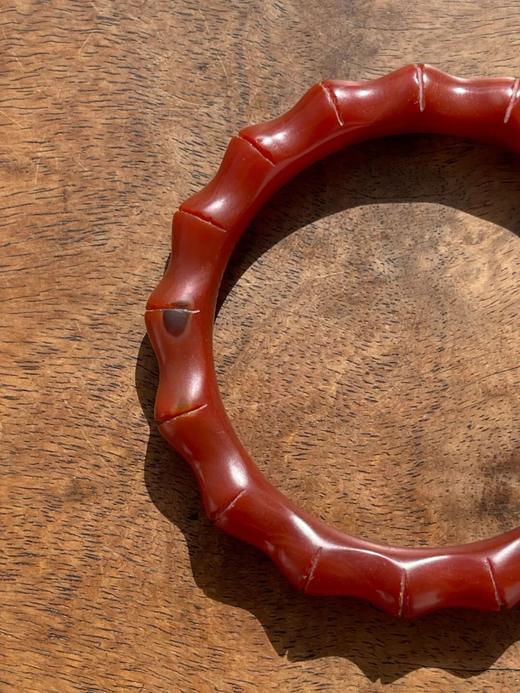 艳红瑪瑙竹节纹手镯，顺丰包邮 商品图1