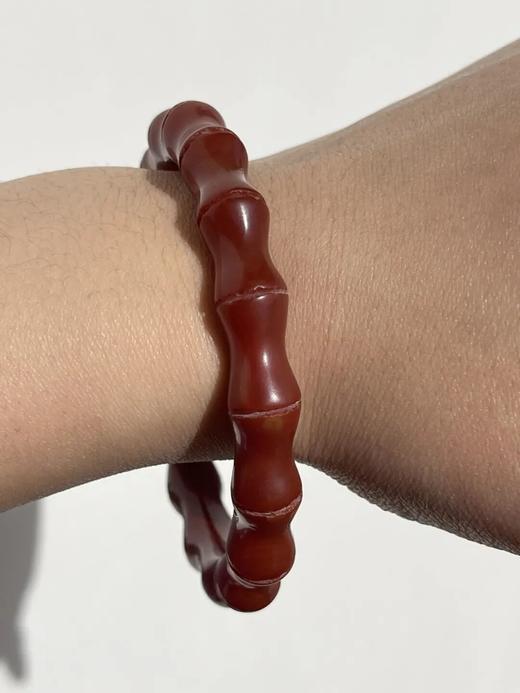 艳红瑪瑙竹节纹手镯，顺丰包邮 商品图4