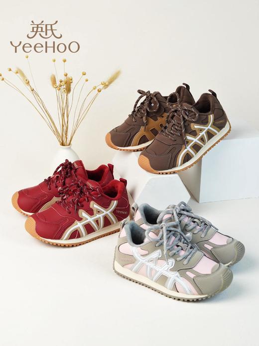 【英氏YeeHo0童鞋冬季魔术贴加绒软底舒适运动鞋YHYLF2541805】🌵每款颜色搭配活泼亮眼，🌼流畅又动感，还有撞色拼接等设计 💥能轻松打造出潮娃造型，让孩子穿上后充满时尚感  商品图0