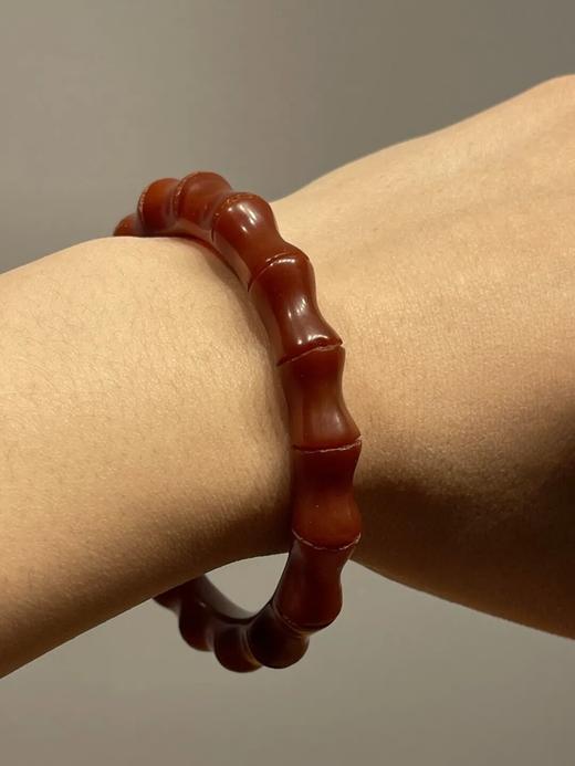 艳红瑪瑙竹节纹手镯，顺丰包邮 商品图2
