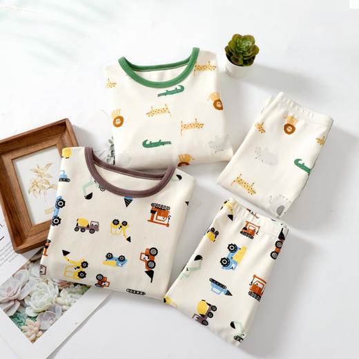 110-170码95%棉舒绒棉保暖无骨织造满印长袖套装 商品图1