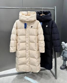 D112914长款连帽羽绒服冬季新款潮牌情侣款男女同款羽绒外套