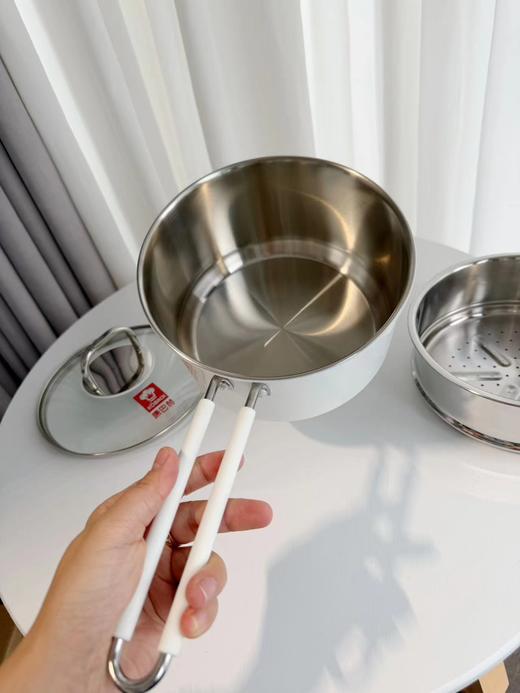 D112935奶油风高颜值316L不锈钢奶锅套装 商品图3