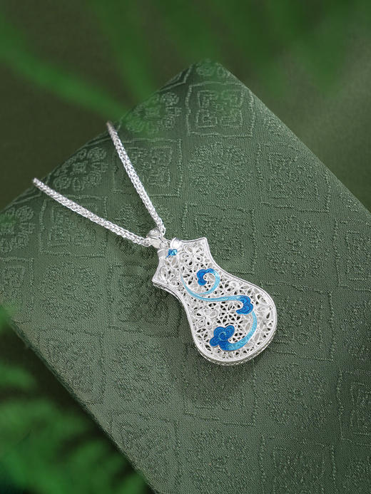 子佩集【云裳雅韵】银S990吊坠【QFDZ047】旗袍花丝珐琅彩原创作品(不含链)2511 商品图11