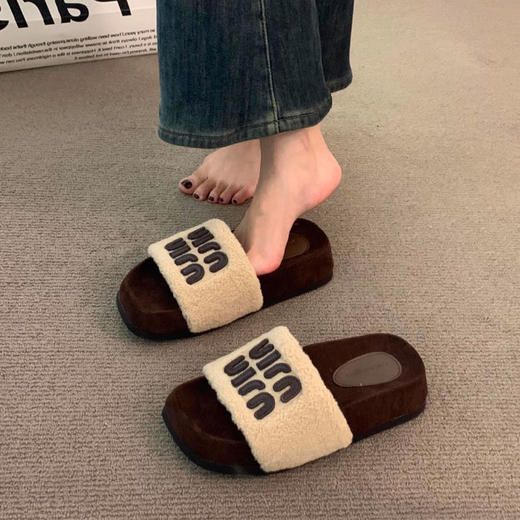 新款防滑加绒缪系简约外穿女款棉拖拖鞋-纪念日百货门店同款166596211 商品图2