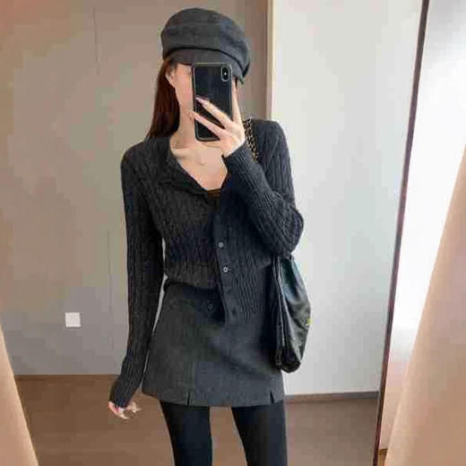 时髦精毛呢短裙！50羊毛小开衩设计女款显瘦A字半裙带衬裤秋冬！ 商品图1