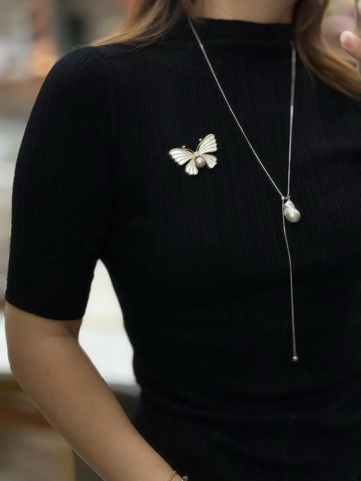 独家设计款 极限秒杀‼️极强光滑皮 天然巴洛克珍珠 大巴洛克 Y型随意调节 珍珠蛇骨链 商品图10