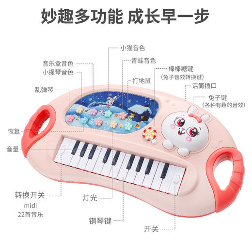 婴侍卫多功能趣味电子琴 2025 粉/蓝随机发货 商品图2