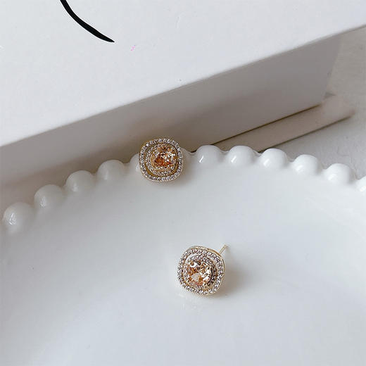 高级感轻奢镶钻方圆形耳饰配饰-纪念日百货门店同款165804672 商品图2