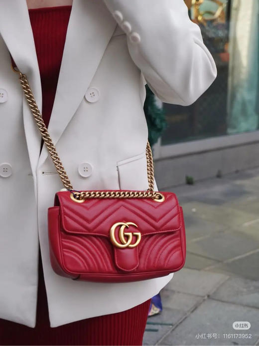 GUCCI 双G 马蒙26 红色 牛皮 中号 商品图1