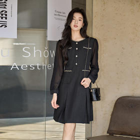 奢姿大码女装2025秋季时尚小香风圆领连衣裙胖妹妹气质优雅裙子9953856834