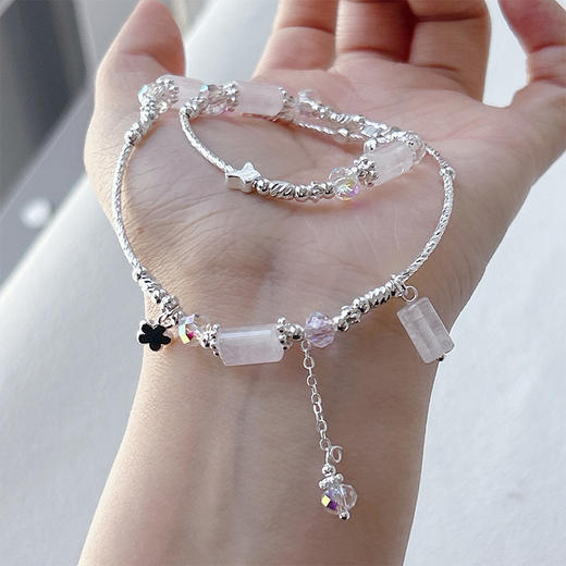 轻奢小众浪漫粉水晶双层叠戴手链-纪念日百货门店同款163893747 商品图2