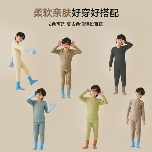 【件件底价，童装双倍积分】多多家男童睡衣内衣套装2025秋冬新款儿童男孩保暖亲肤圆领家居服10091 商品图2