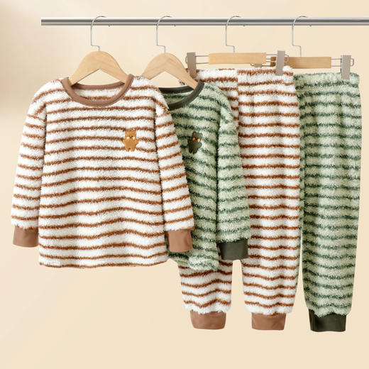 110-170秋冬保暖家居服刺绣款卷毛绒半边绒套装 商品图0