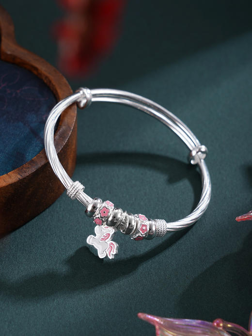 子佩集【彩虹小马】银S999童镯【WT000402】粉色马儿童2511 商品图2