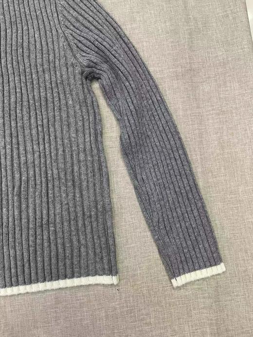 D112907冬季新品修身版型罗纹烟囱领针织衫灰色半高领毛衣 商品图7