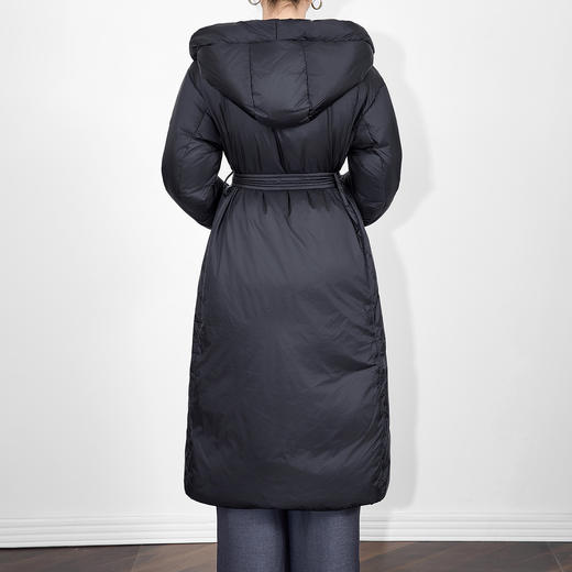 「高货wl」全新升级【铂金会员661/天猫899/差价238】(05214)洛诗琳光面长款连帽羽绒服2025冬季通勤系带加厚保暖外套 商品图3