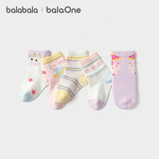 巴拉巴拉儿童袜子春秋保暖儿童学生袜透气男童女童小童宝宝五双装 商品图2