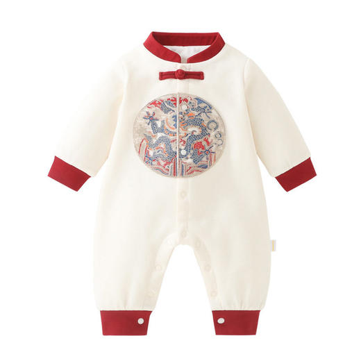 DUUDUU神龙繁花满月宝宝保暖连体衣夹棉冬季a类拜年婴儿过年衣服 商品图4