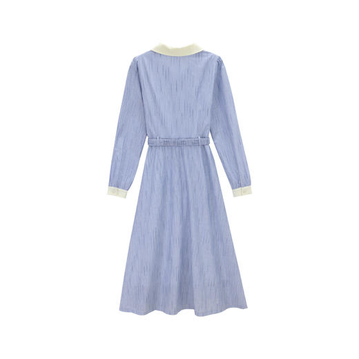 鹿向南「蔚蓝假日」polo领长袖连衣裙女秋季新款高腰显瘦蓝色长裙QJD00594 商品图2