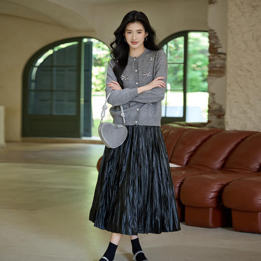 奢姿大码女装2025秋季减龄蝴蝶结圆领针织衫胖妹妹时尚百搭上衣9554691045 商品图4