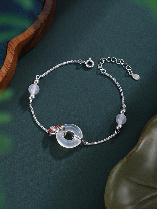 子佩集【鱼跃平安】银S925手链【SL011488】白玉髓平安扣锦鲤红鱼2511 商品图1