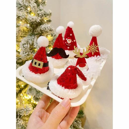 可爱圣诞头饰圣诞帽发夹边夹发卡甜美小鹿鹿角小夹子圣诞节礼物女 商品图1