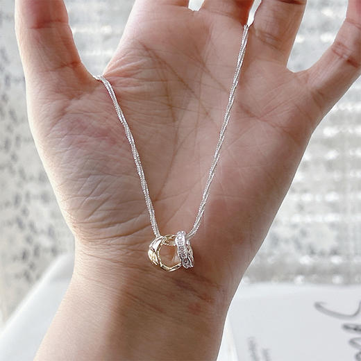日韩风简约闪闪镶钻搭配双环项链-纪念日百货门店同款163893667 商品图4