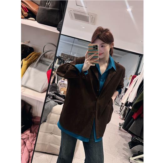 25AW上新 蕾蕾同款【双生花！】冬季撞色拼接假两件宽松衬衫外套 商品图1