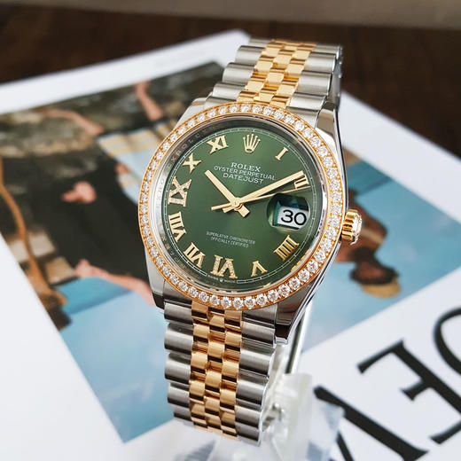 【95新】ROLEX 劳力士126283rbr-0011天文台认证同轴自动机械机芯日期显示36MM（女款）日志型系列蚝式钢/18K黄金；镶嵌钻石表圈221125TJ06 商品图2