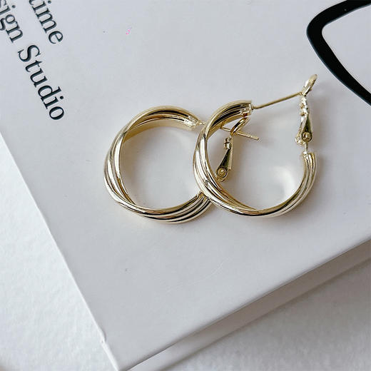 复古金色耳环女轻奢耳饰品耳钉独特高级感耳圈耳圈-纪念日百货门店同款167296923 商品图0
