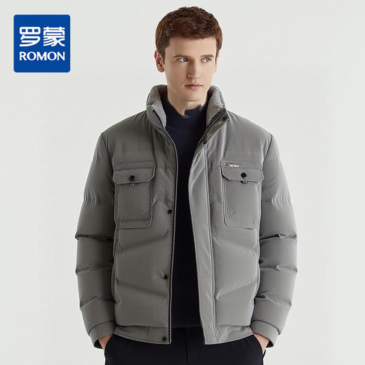 【可拆卸毛领】罗蒙冬季男士羽绒服舒适保暖毛领拉链口袋时尚休闲羽绒外套 商品图0