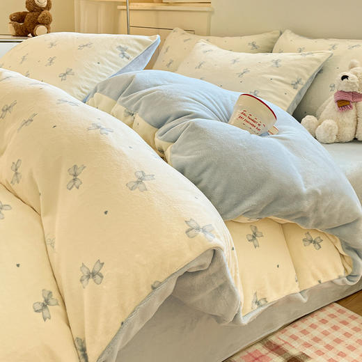 【YW】无忧购a类牛奶绒四件套冬季加厚珊瑚绒被套床上用品（截单后3-5天发货) 商品图0