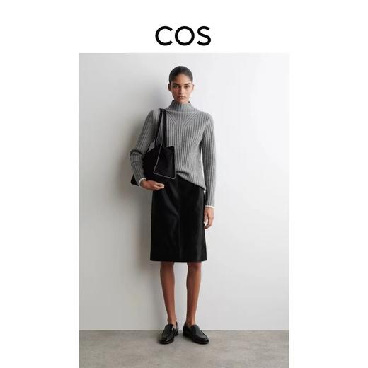 D112907冬季新品修身版型罗纹烟囱领针织衫灰色半高领毛衣 商品图12