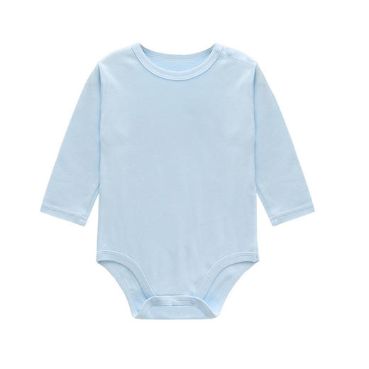 婴儿肩扣短袖三角哈衣全棉长袖宝宝包屁衣长袖连身衣爬服空调服 商品图0