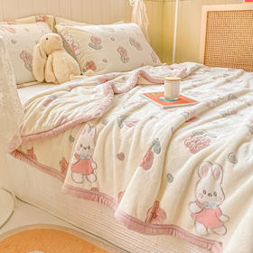 【YW】无忧购冬季法兰绒毛毯双面加厚毯子a类盖毯三件套（截单后3-5天发货)