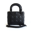 【95新】Dior迪奥LADY DIOR系列磨砂黑三格戴妃手提单肩包女士261125NJS03 商品缩略图3
