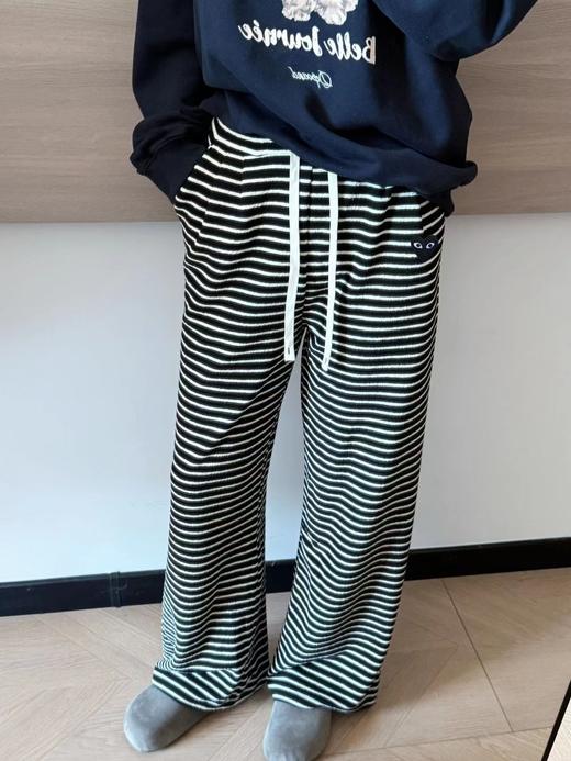 D112903慵懒休闲抽绳设计条纹阔腿裤休闲裤 商品图5