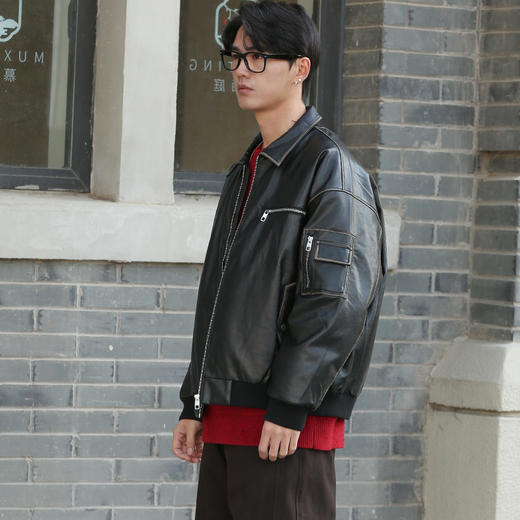 DRONKOO 2025 翻领右拉链左金属标复古擦色短款中厚羽绒服 商品图2