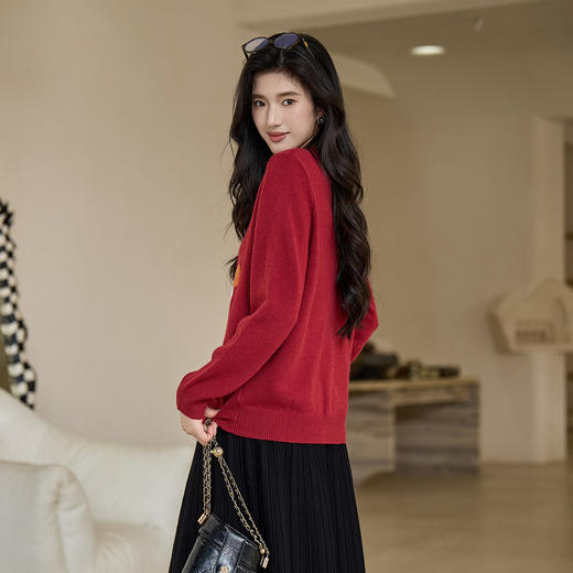 奢姿大码女装2025秋季减龄趣味图案圆领针织衫胖妹妹甜美时尚上衣9653635216 商品图3