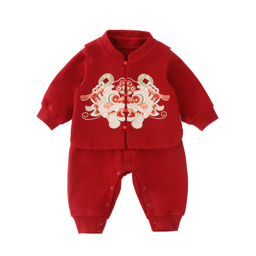DUUDUU喜狮新年满月套装春秋长袖拜年a类宝宝连体衣婴儿过年衣服 商品图4