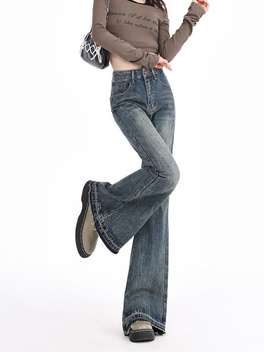 【三种裤长可选】卷卷紫复古微喇显瘦牛仔裤 水洗牛仔复古简约干练 气质减龄 版型易搭显瘦显高 不加绒/加绒可选 温暖亲肤 商品图7